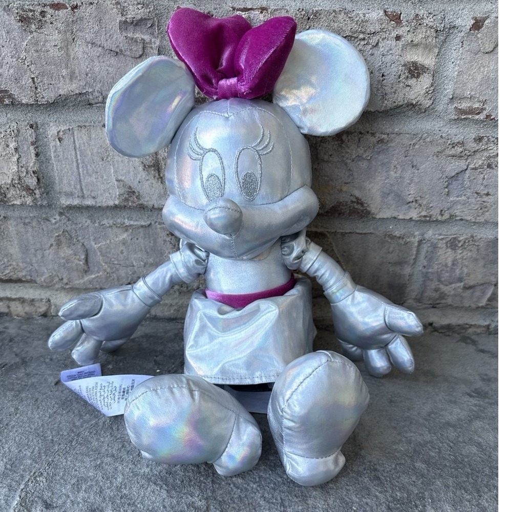 Disney Minnie 100 Adventure Series Silver Minnie Doll  Plush Doll Toys 13 Inch‎